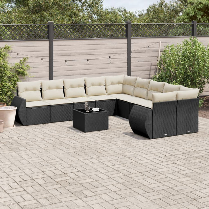 Set Mobilier De Grădină Cu Perne, 10 Piese, , Poliratan