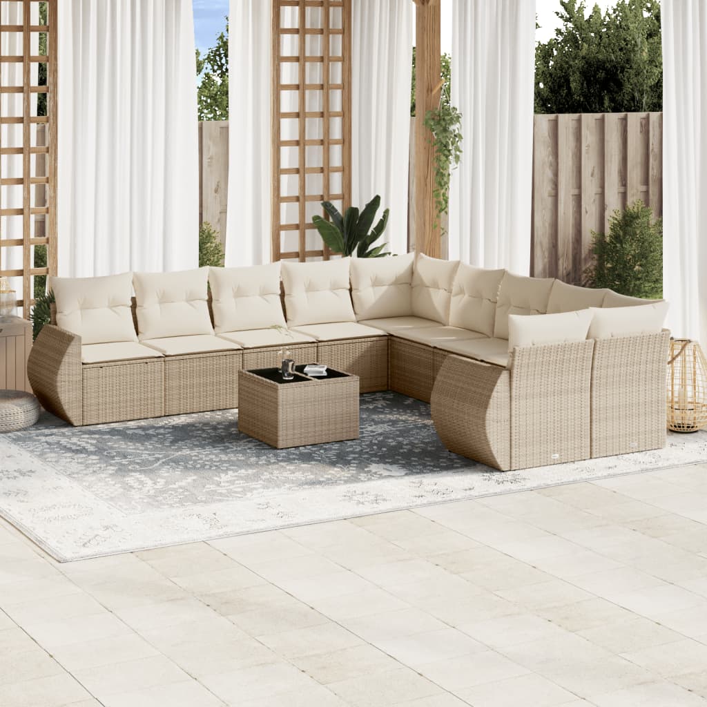 Set Mobilier De Grădină Cu Perne, 10 Piese, , Poliratan
