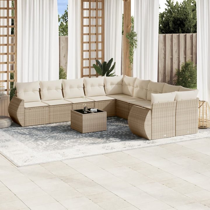 Set Mobilier De Grădină Cu Perne, 10 Piese, , Poliratan