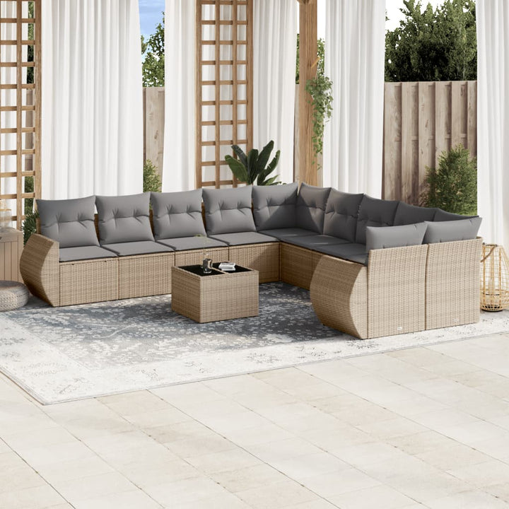 Set Mobilier De Grădină Cu Perne, 10 Piese, , Poliratan