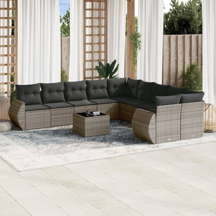 Set Mobilier De Grădină Cu Perne, 10 Piese, , Poliratan