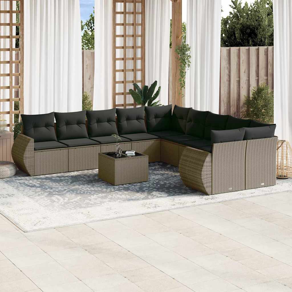 Set Mobilier De Grădină Cu Perne, 10 Piese, , Poliratan