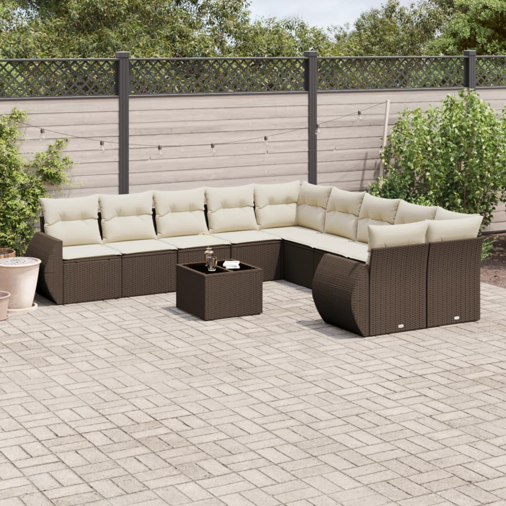 Set Mobilier De Grădină Cu Perne, 10 Piese, , Poliratan