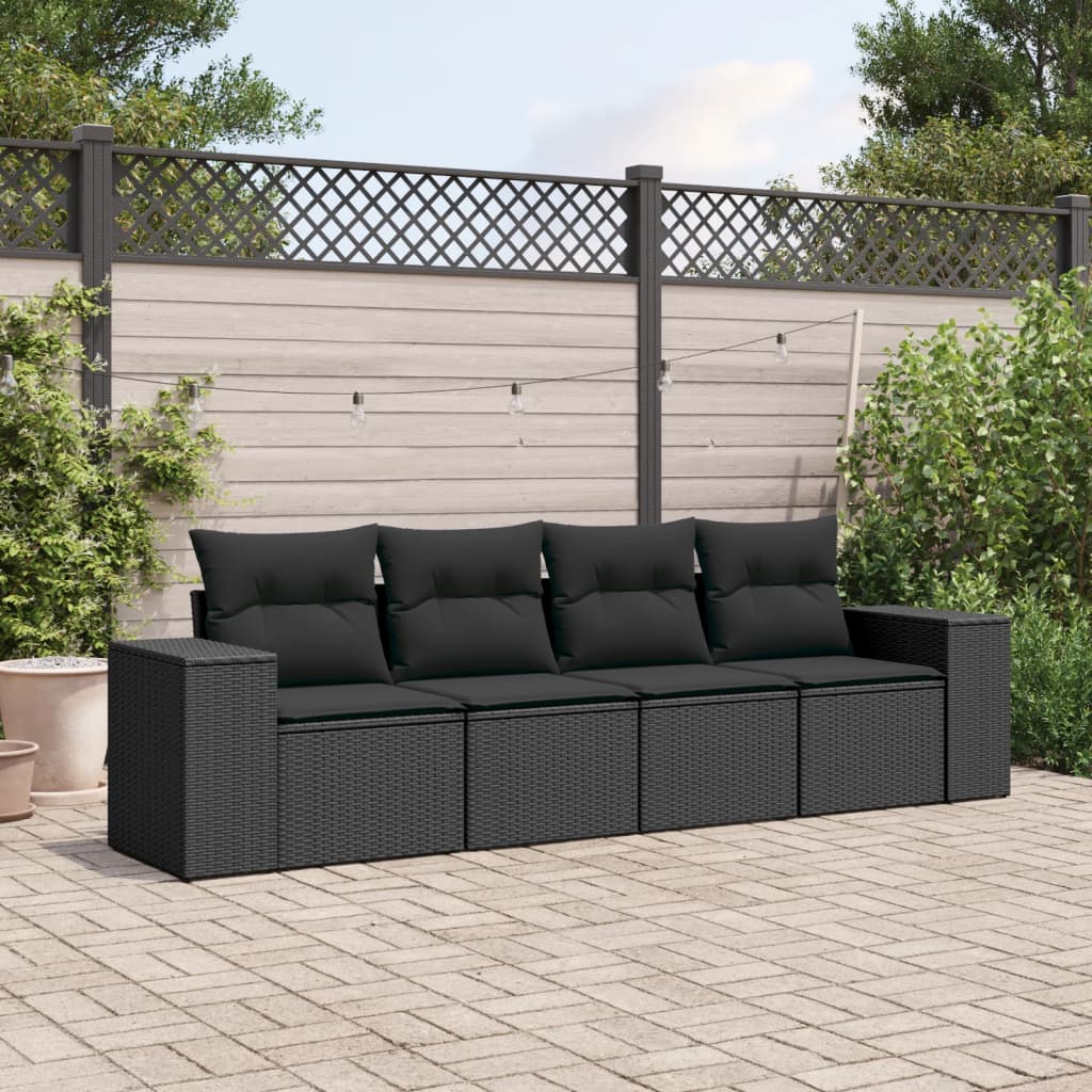 Set Canapele De Grădină Cu Perne, 5 Piese, Maro, Poliratan