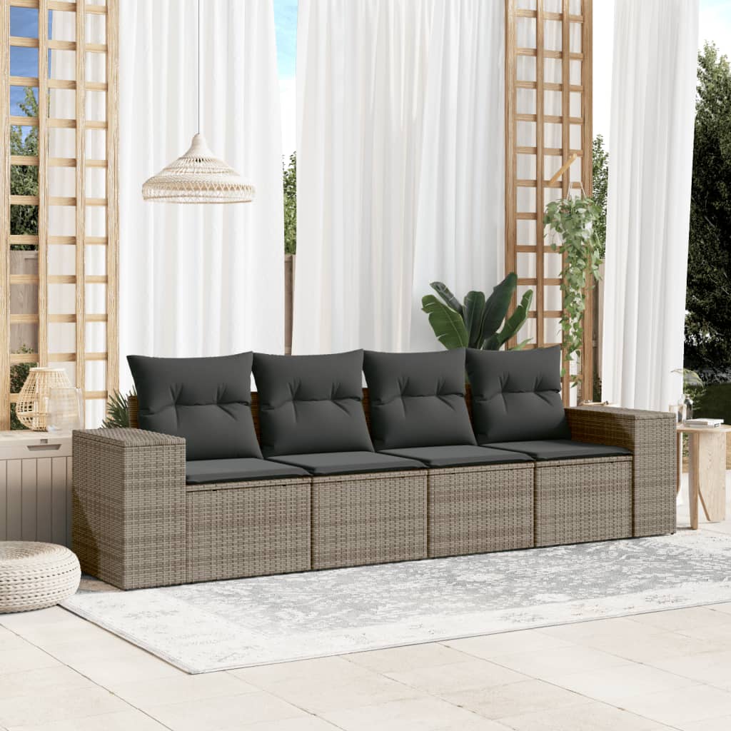 Set Canapele De Grădină Cu Perne, 5 Piese, Maro, Poliratan