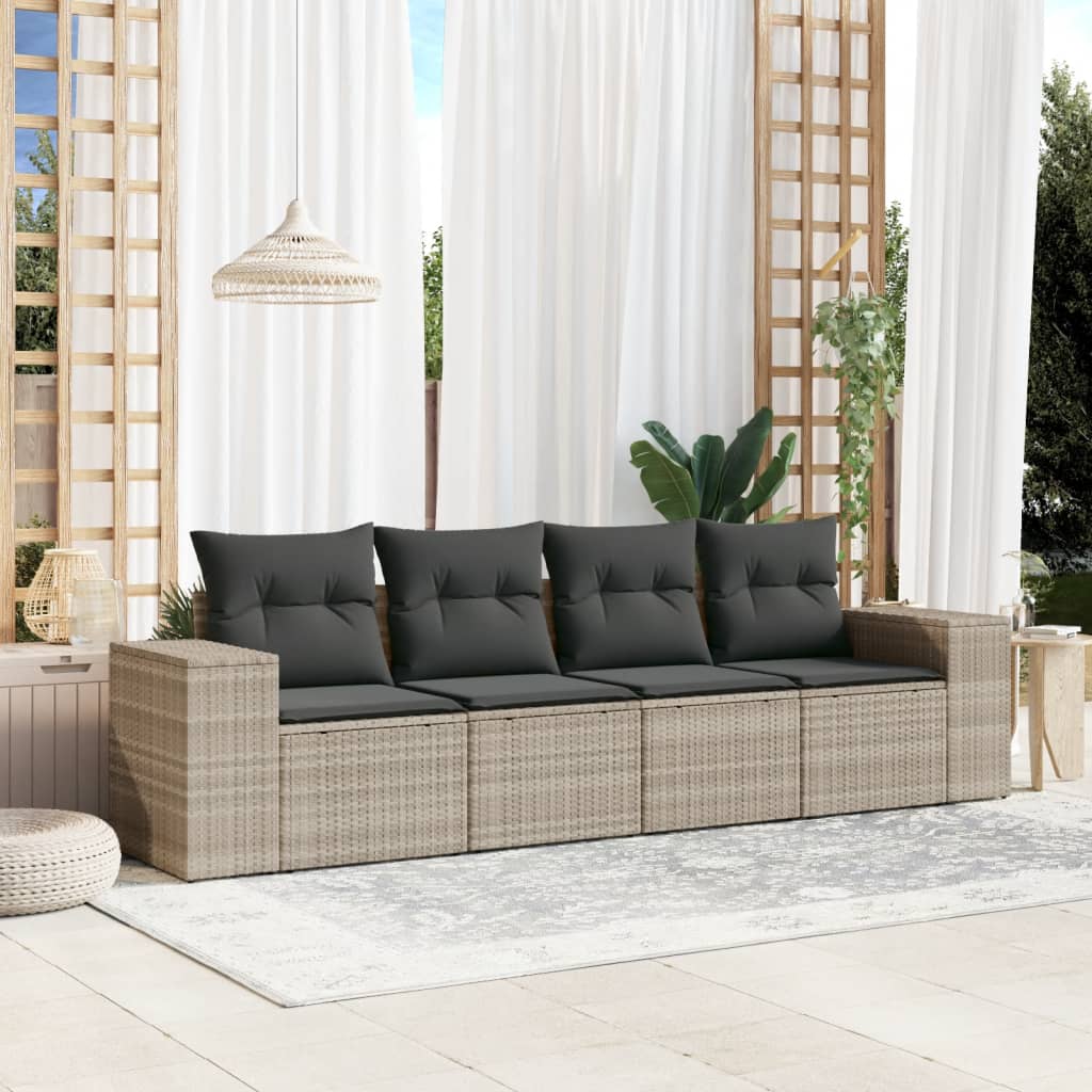 Set Canapele De Grădină Cu Perne, 5 Piese, Maro, Poliratan