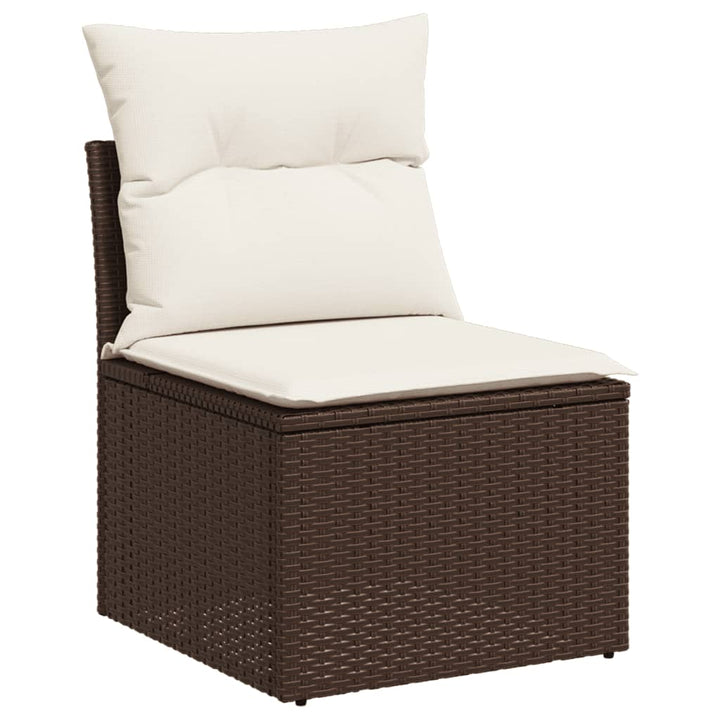 Set Canapele De Grădină Cu Perne, 7 Piese, Maro, Poliratan