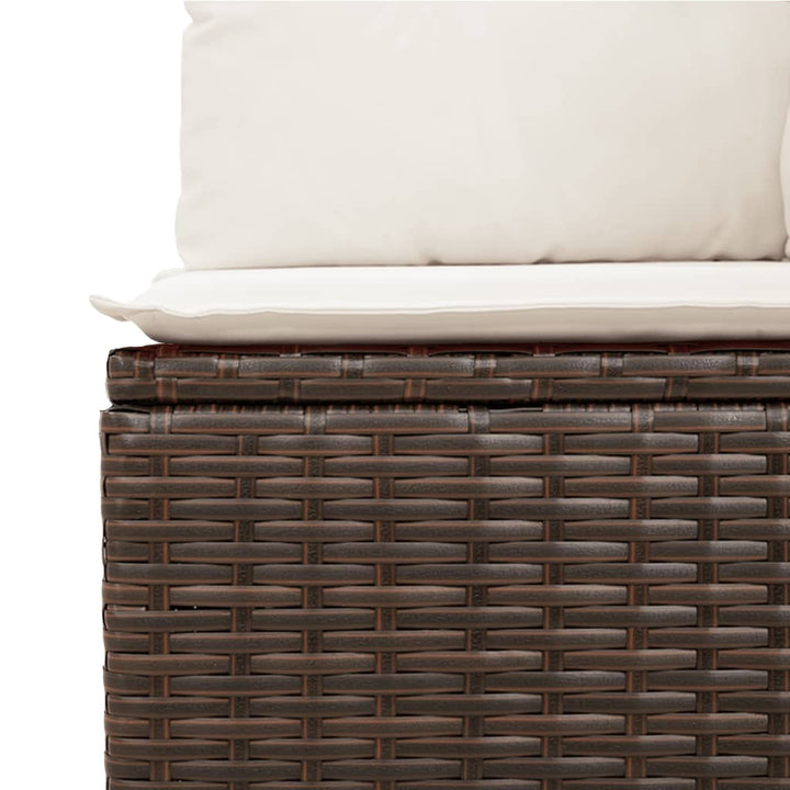 Set Canapele De Grădină Cu Perne, 7 Piese, Maro, Poliratan