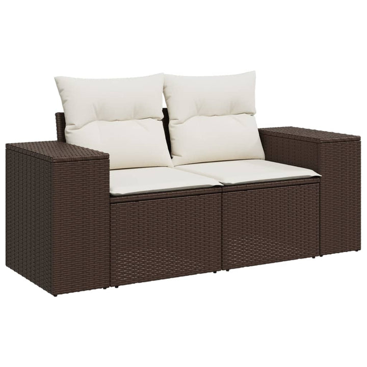 Set Canapele De Grădină Cu Perne, 7 Piese, Maro, Poliratan