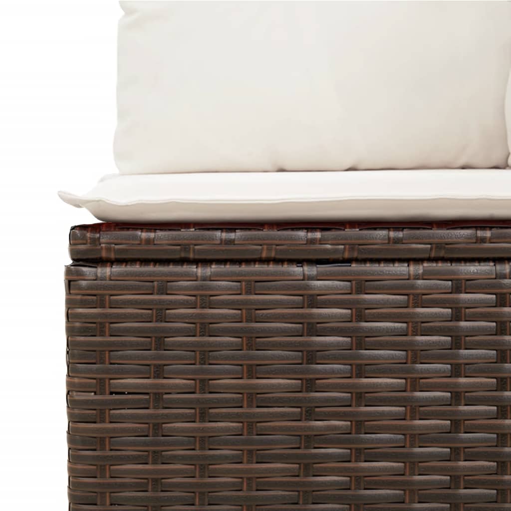 Set Canapele De Grădină Cu Perne, 9 Piese, Maro, Poliratan