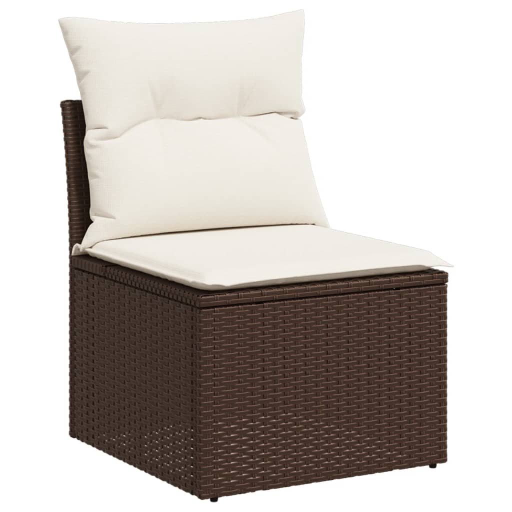 Set Canapele De Grădină Cu Perne, 5 Piese, Maro, Poliratan