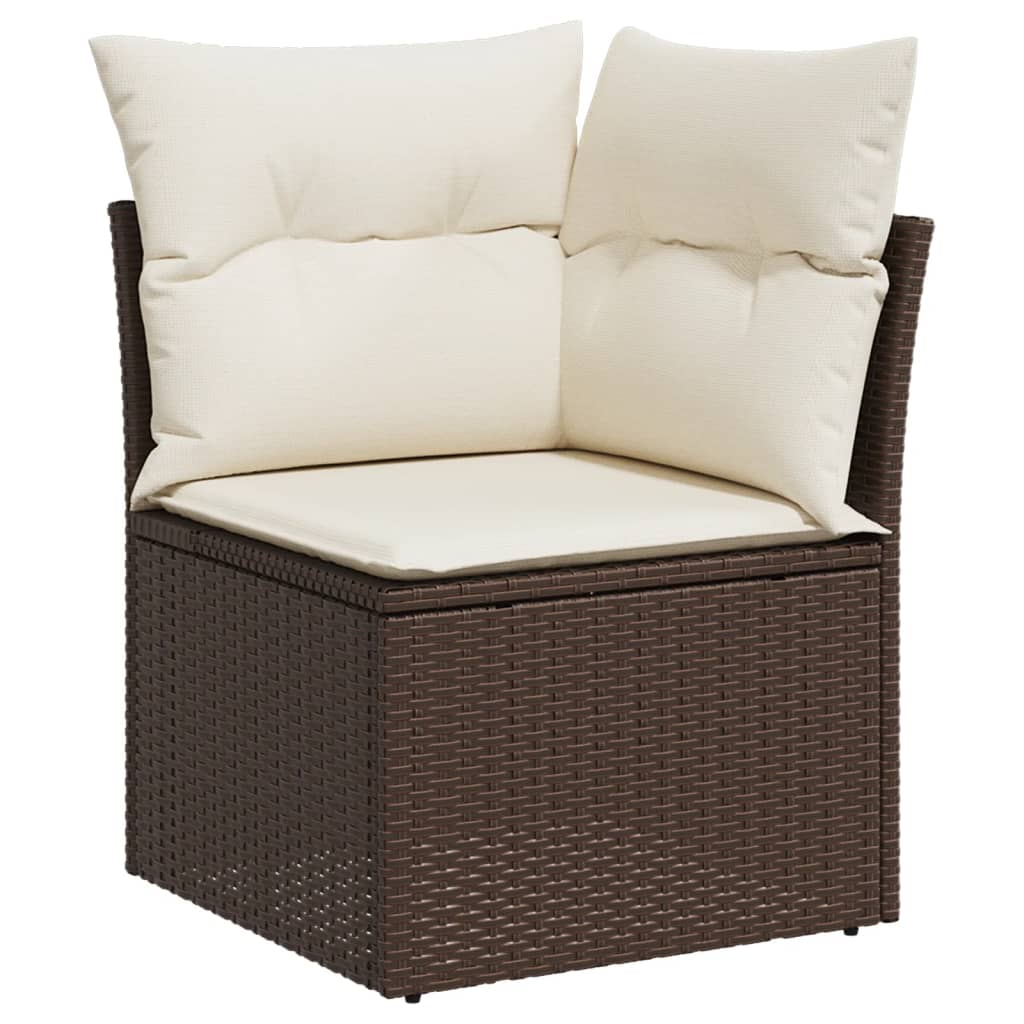 Set Canapele De Grădină Cu Perne, 5 Piese, Maro, Poliratan