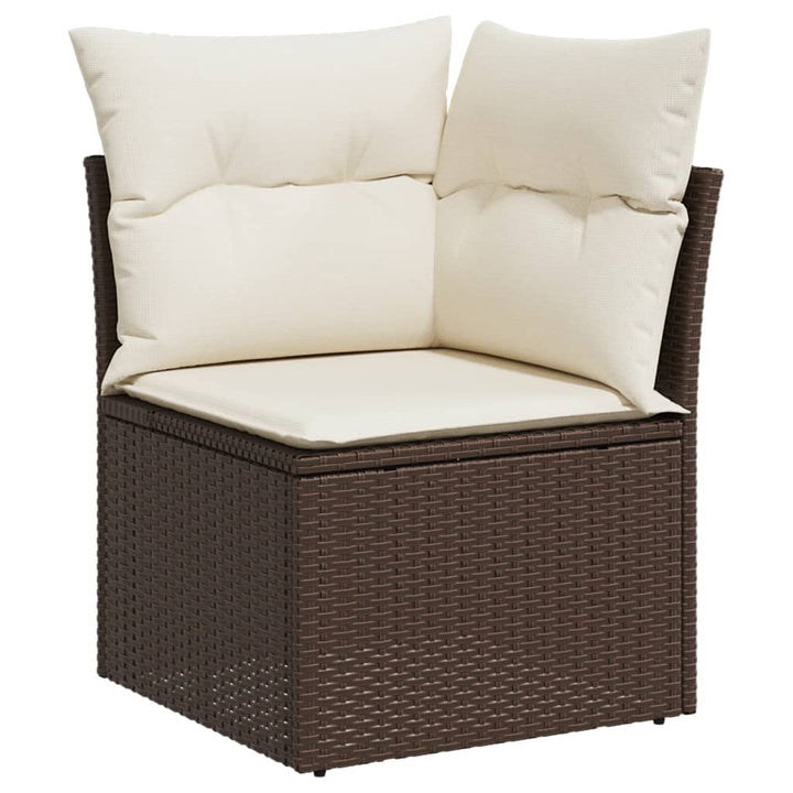 Set Canapele De Grădină Cu Perne, 5 Piese, Maro, Poliratan