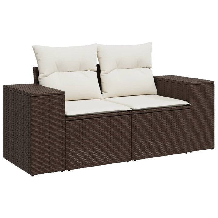Set Canapele De Grădină Cu Perne, 5 Piese, Maro, Poliratan