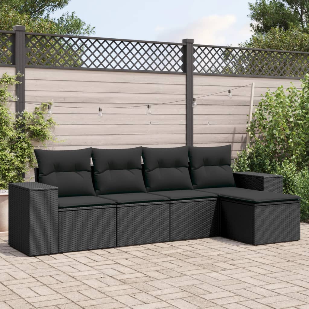 Set Canapele De Grădină Cu Perne, 6 Piese, Maro, Poliratan