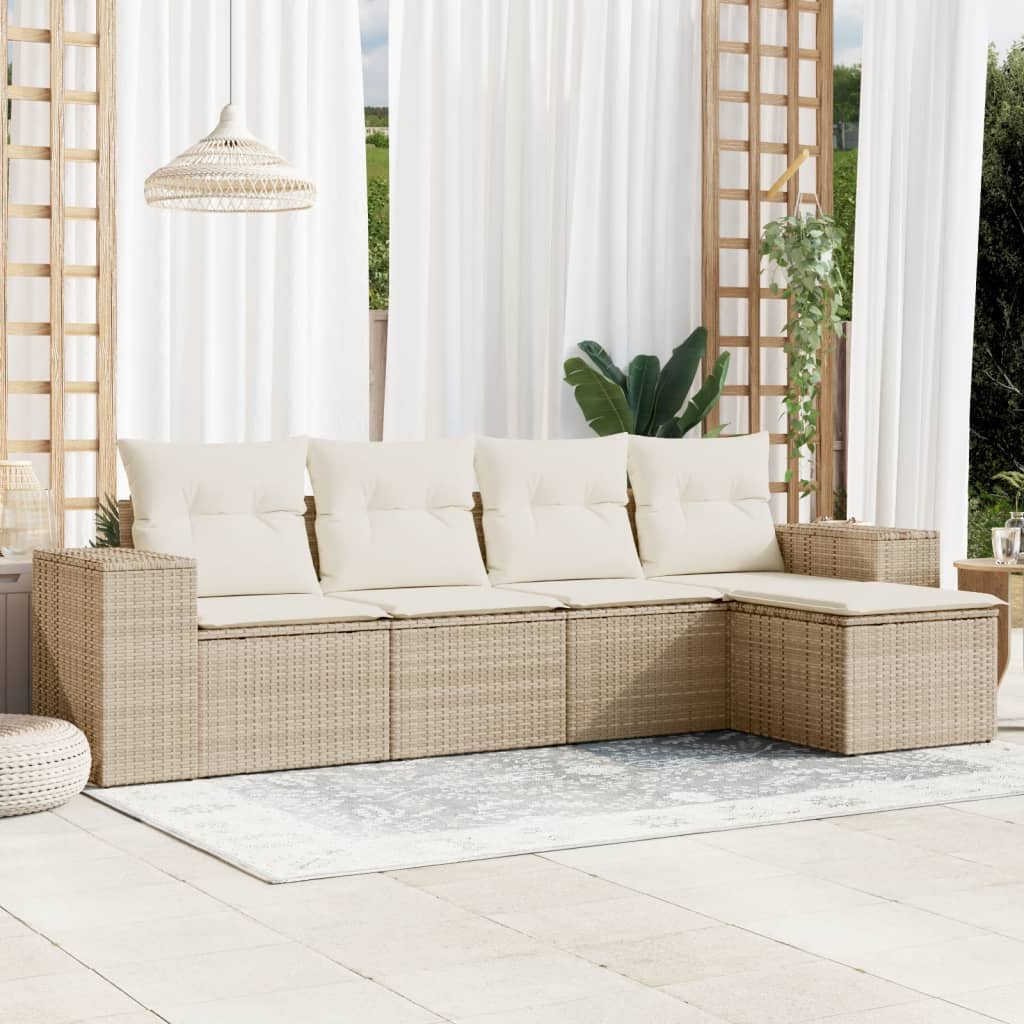 Set Canapele De Grădină Cu Perne, 6 Piese, Maro, Poliratan