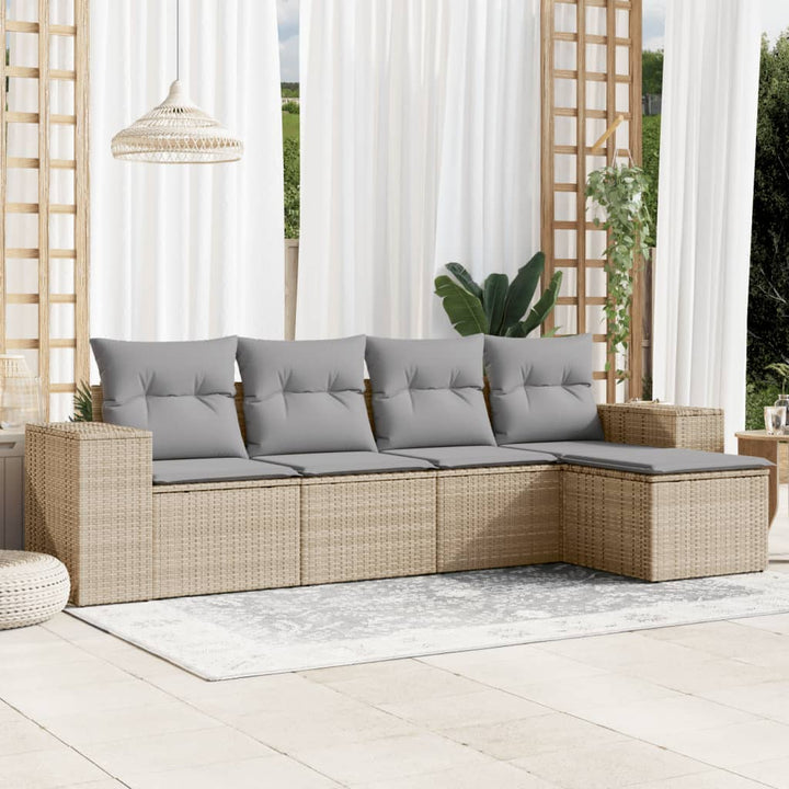 Set Canapele De Grădină Cu Perne, 6 Piese, Maro, Poliratan