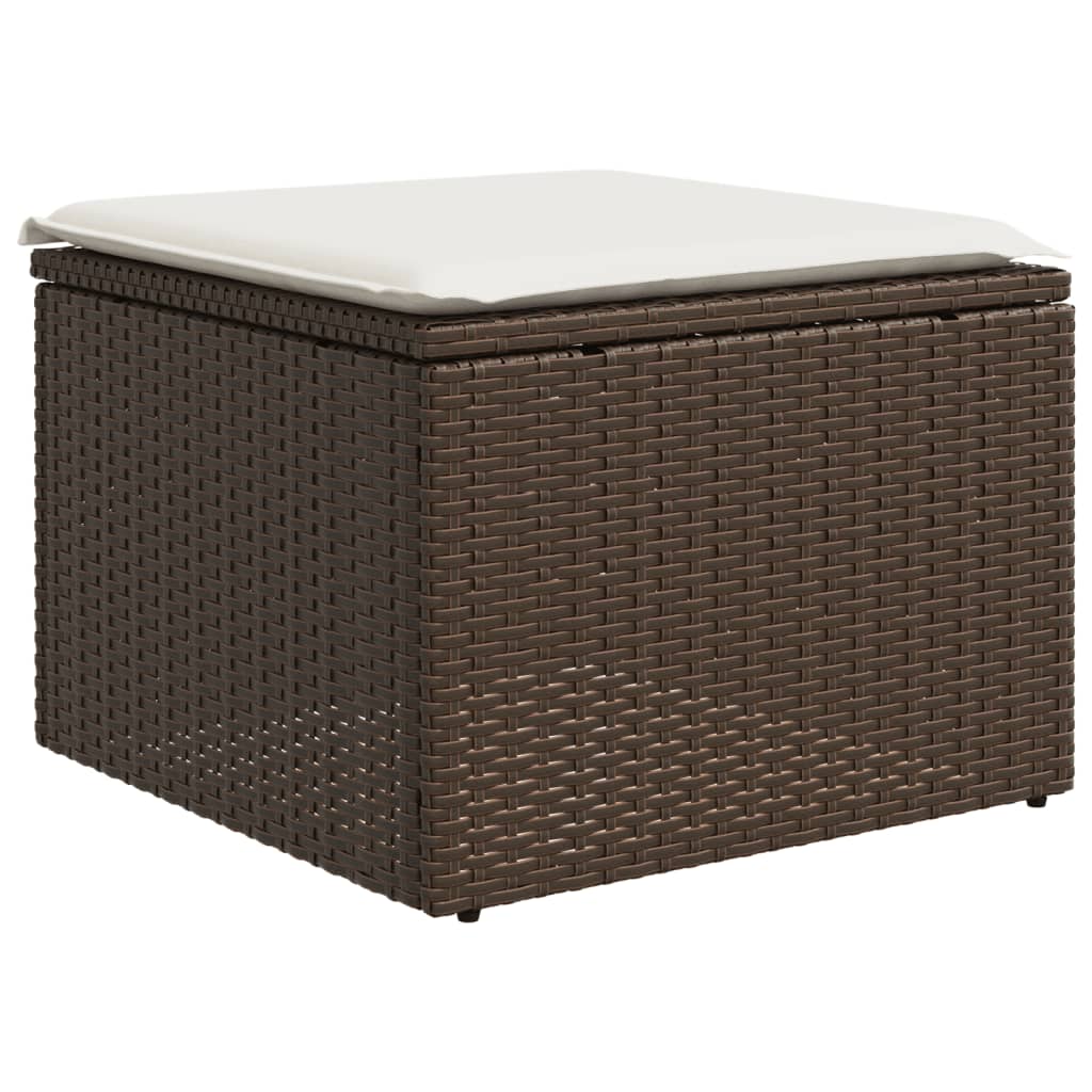 Set Canapele De Grădină Cu Perne, 6 Piese, Maro, Poliratan