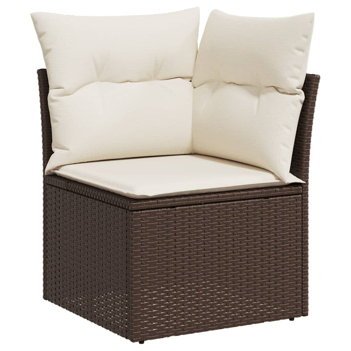 Set Canapele De Grădină Cu Perne, 5 Piese, Maro, Poliratan