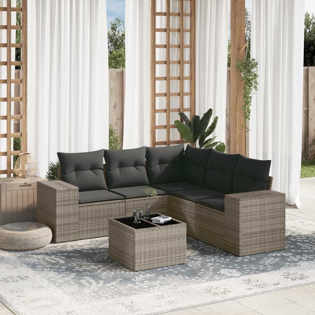 Set Canapele De Grădină Cu Perne, 5 Piese, Bej, Poliratan