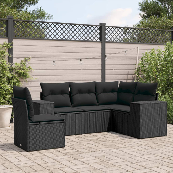 Set Canapele De Grădină Cu Perne, 5 Piese, Bej, Poliratan