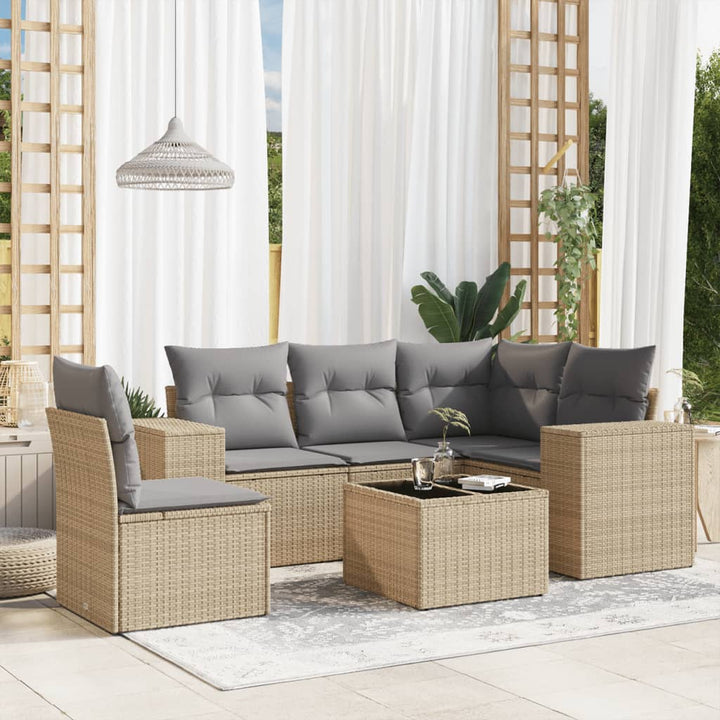 Set Canapele De Grădină Cu Perne, 5 Piese, Bej, Poliratan