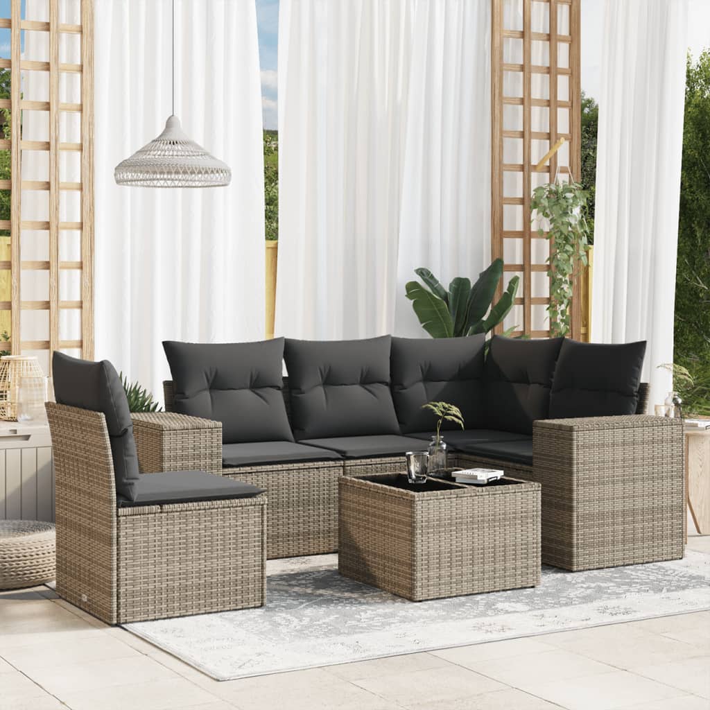 Set Canapele De Grădină Cu Perne, 5 Piese, Bej, Poliratan