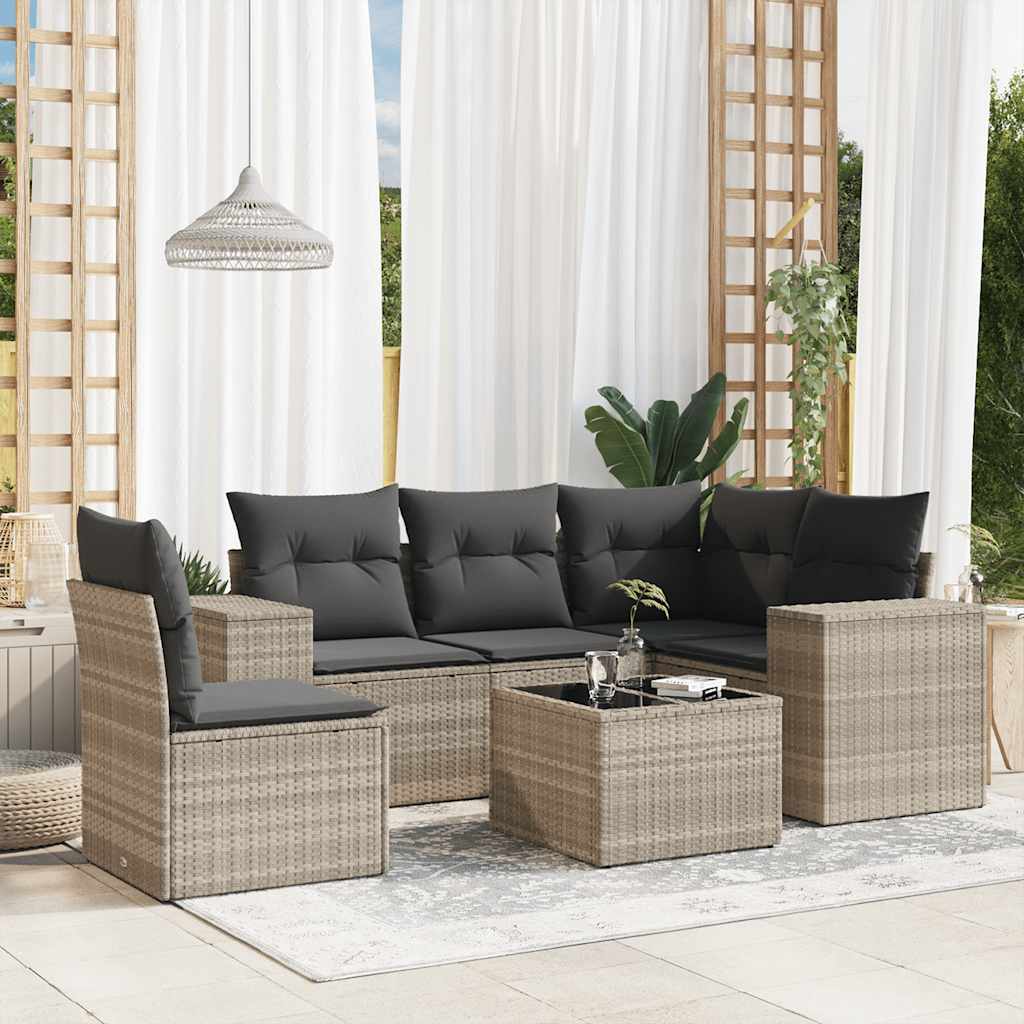 Set Canapele De Grădină Cu Perne, 5 Piese, Bej, Poliratan