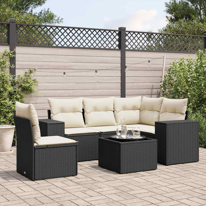 Set Canapele De Grădină Cu Perne, 6 Piese, Bej, Poliratan