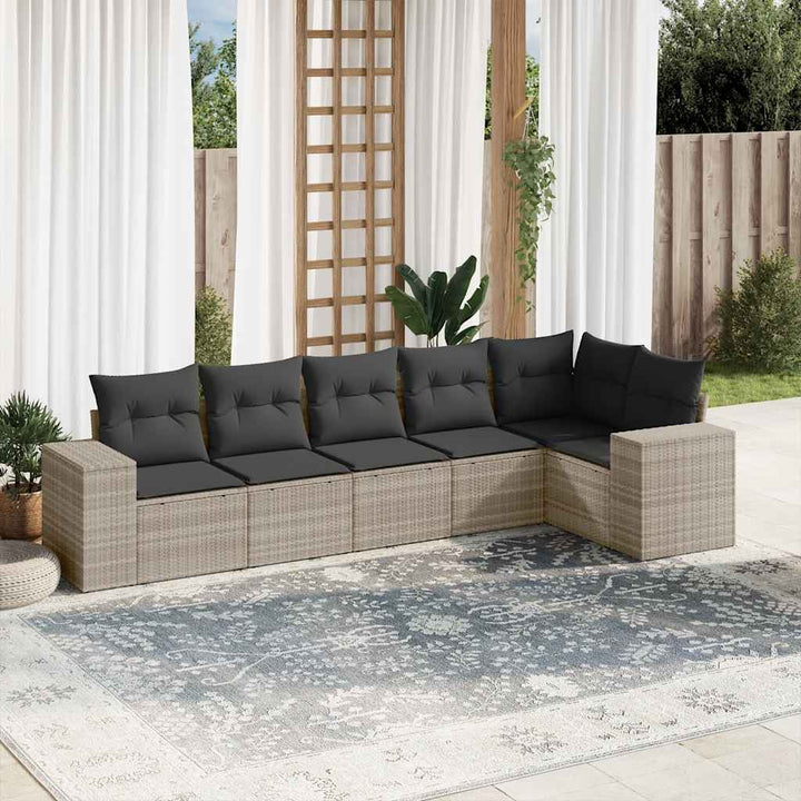 Set Canapele De Grădină Cu Perne, 6 Piese, Bej, Poliratan