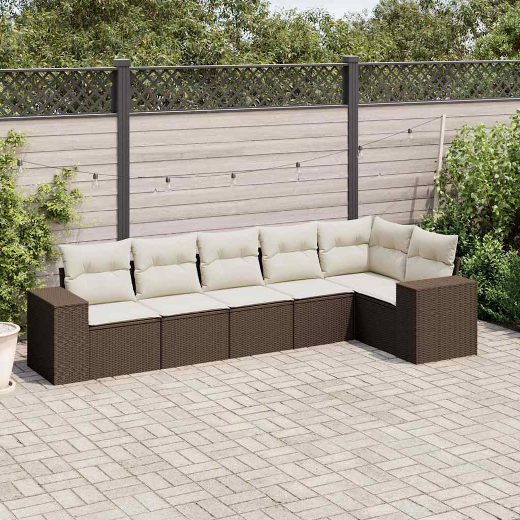 Set Canapele De Grădină Cu Perne, 6 Piese, Bej, Poliratan