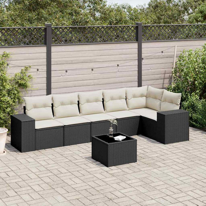Set Canapele De Grădină Cu Perne, 6 Piese, Bej, Poliratan