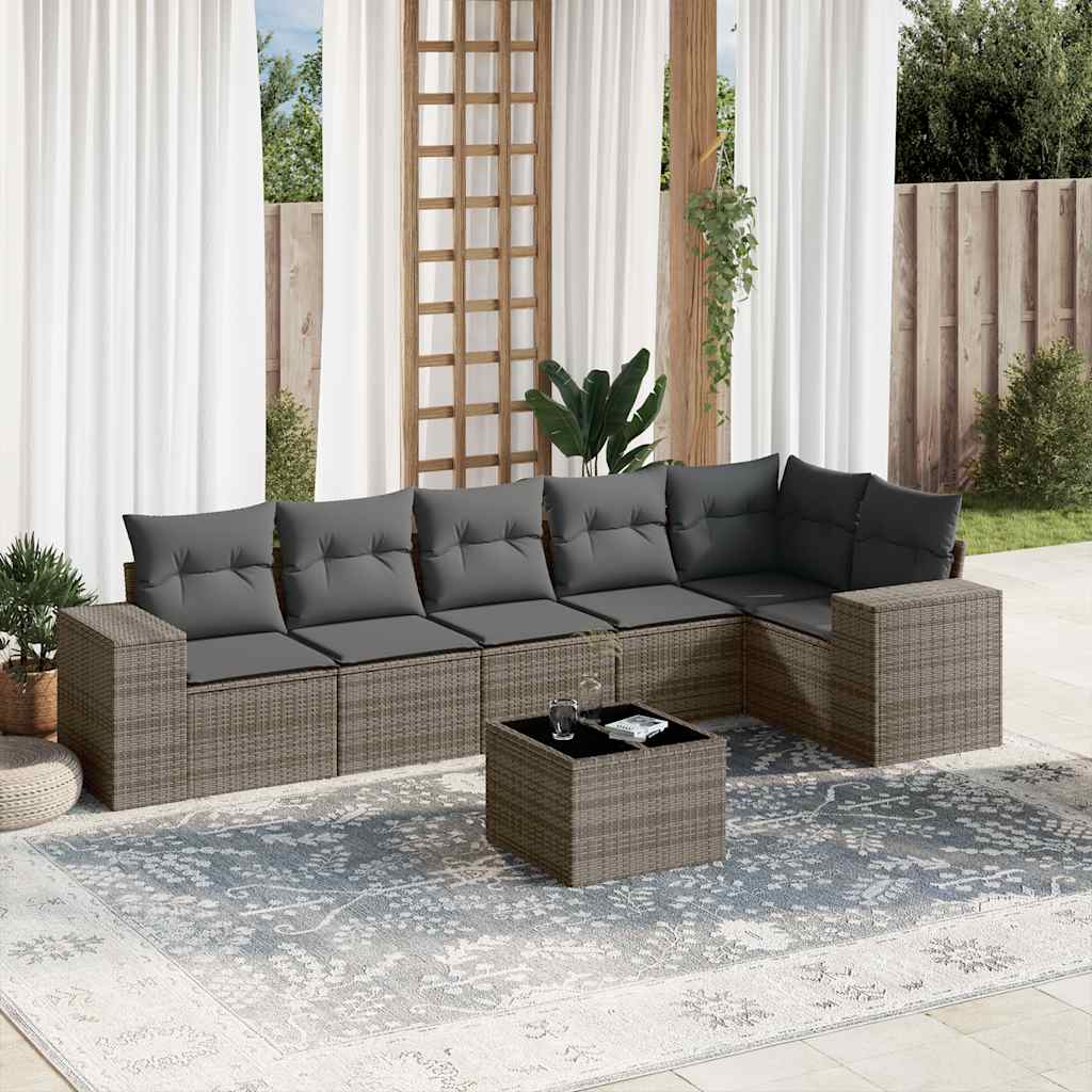 Set Canapele De Grădină Cu Perne, 6 Piese, Bej, Poliratan