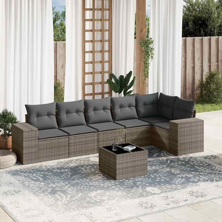 Set Canapele De Grădină Cu Perne, 6 Piese, Bej, Poliratan