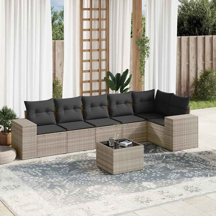 Set Canapele De Grădină Cu Perne, 6 Piese, Bej, Poliratan