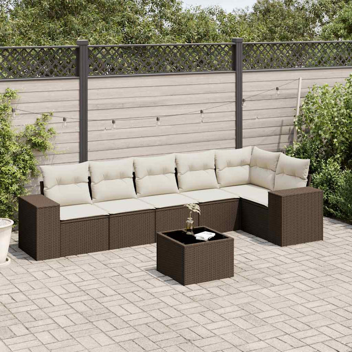 Set Canapele De Grădină Cu Perne, 6 Piese, Bej, Poliratan