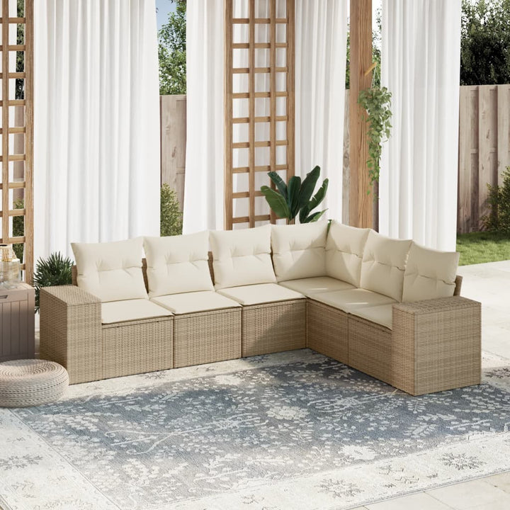 Set Mobilier De Grădină Cu Perne, 6 Piese, Negru, Poliratan