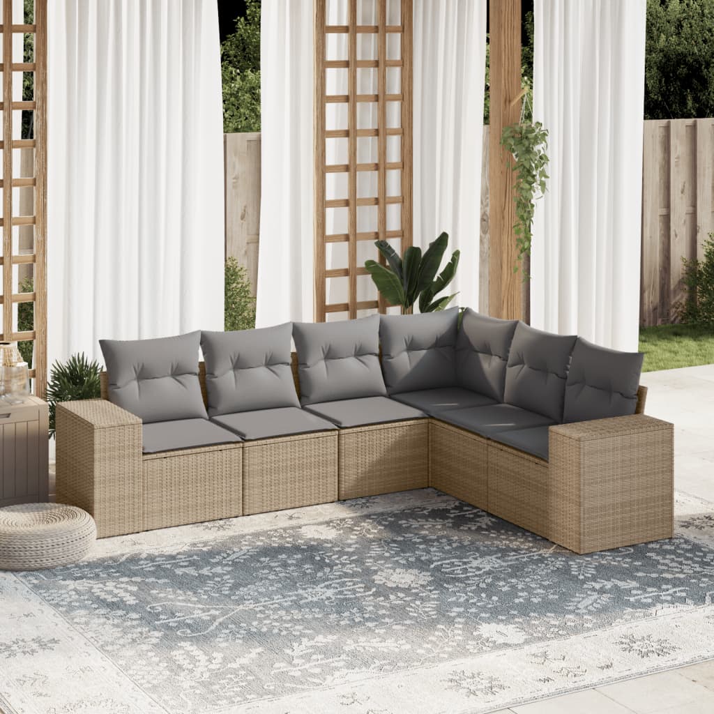 Set Mobilier De Grădină Cu Perne, 6 Piese, Negru, Poliratan