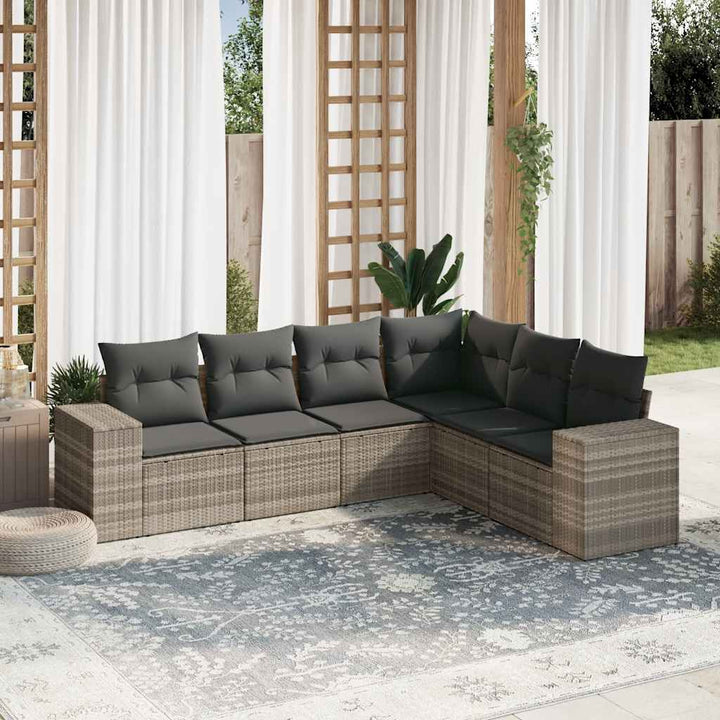 Set Mobilier De Grădină Cu Perne, 6 Piese, Negru, Poliratan