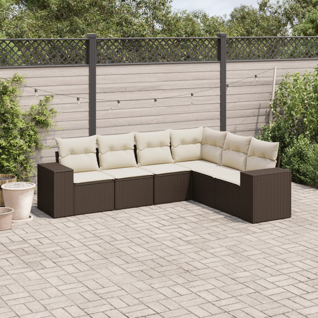 Set Mobilier De Grădină Cu Perne, 6 Piese, Negru, Poliratan