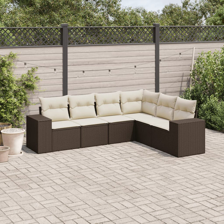 Set Mobilier De Grădină Cu Perne, 6 Piese, Negru, Poliratan