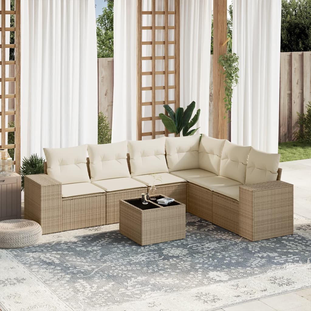 Set Mobilier De Grădină Cu Perne, 6 Piese, Negru, Poliratan