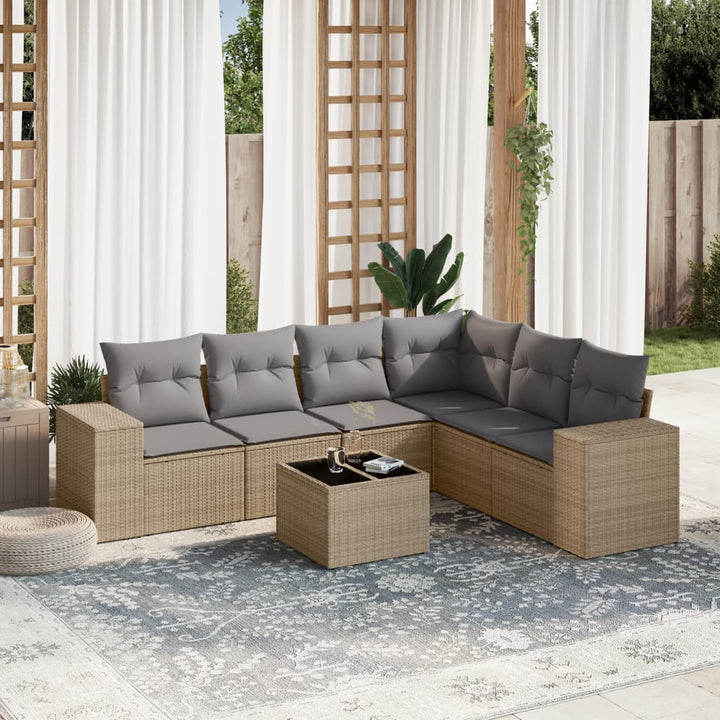 Set Mobilier De Grădină Cu Perne, 6 Piese, Negru, Poliratan