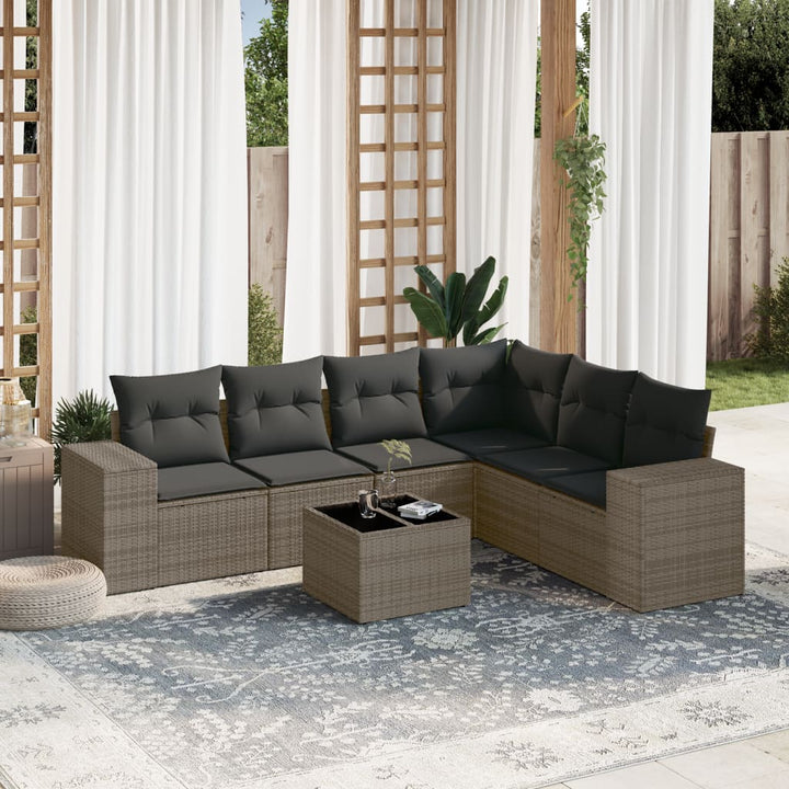 Set Mobilier De Grădină Cu Perne, 6 Piese, Negru, Poliratan