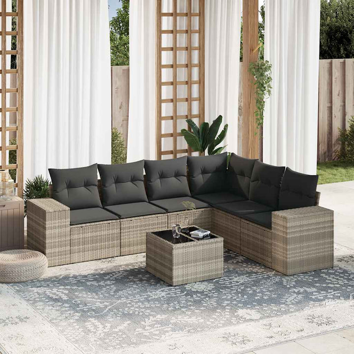 Set Mobilier De Grădină Cu Perne, 6 Piese, Negru, Poliratan