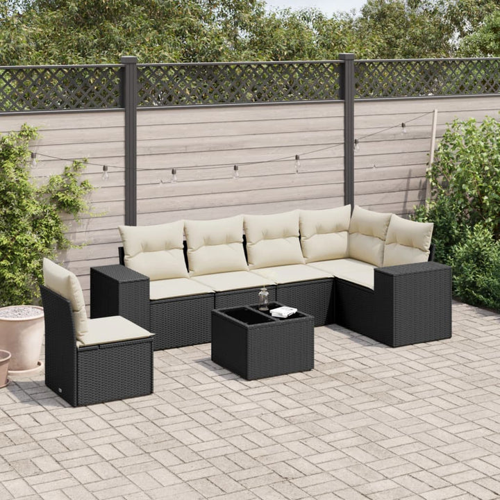 Set Canapele De Grădină, 7 Piese, Cu Perne, , Poliratan