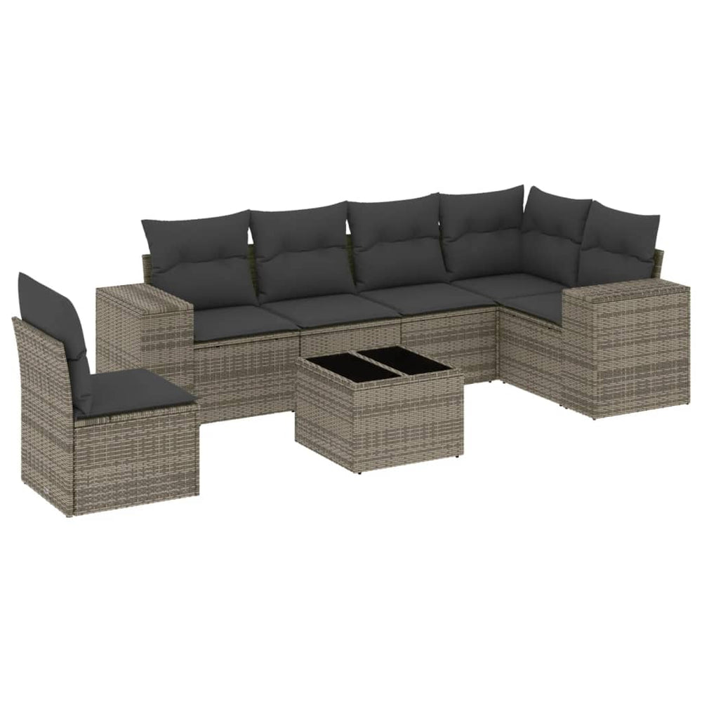 Set Canapele De Grădină, 7 Piese, Cu Perne, , Poliratan