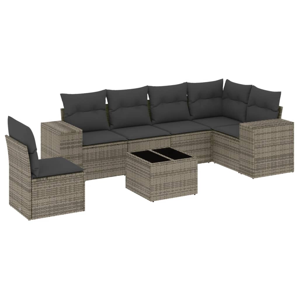Set Canapele De Grădină, 7 Piese, Cu Perne, , Poliratan