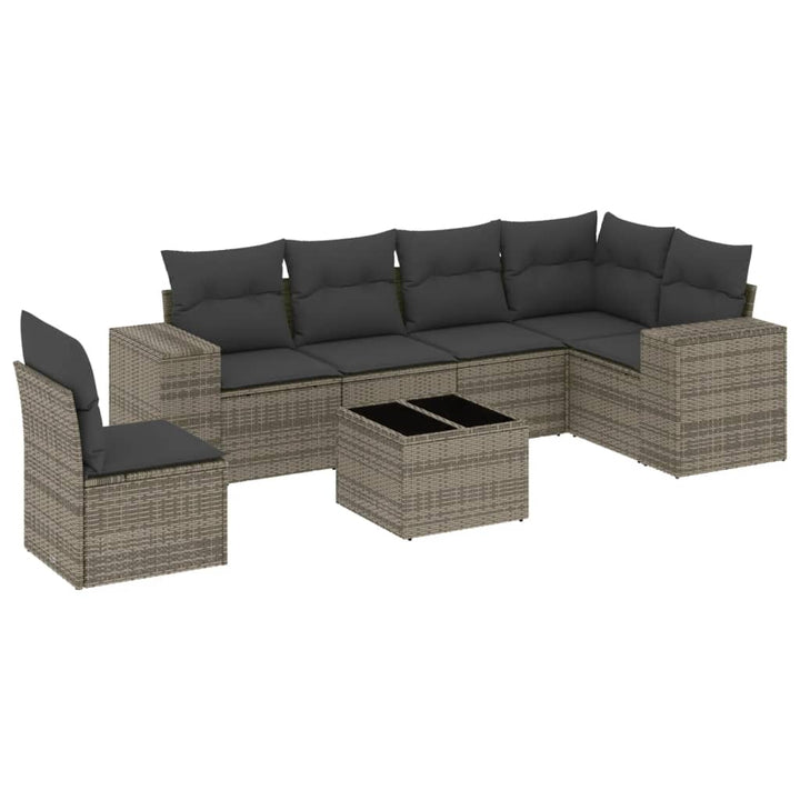 Set Canapele De Grădină, 7 Piese, Cu Perne, , Poliratan