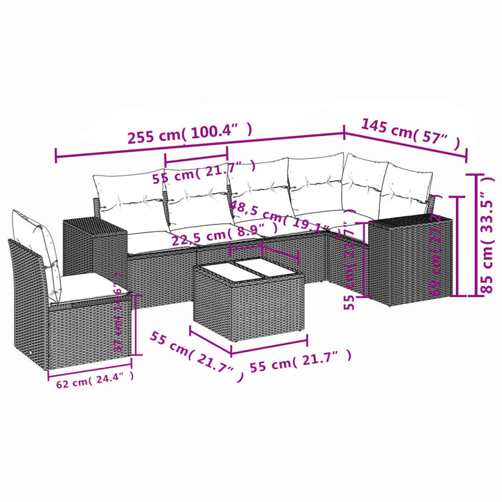 Set Canapele De Grădină, 7 Piese, Cu Perne, , Poliratan